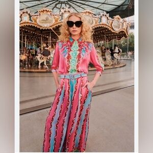 La fuori carousel silk shirt